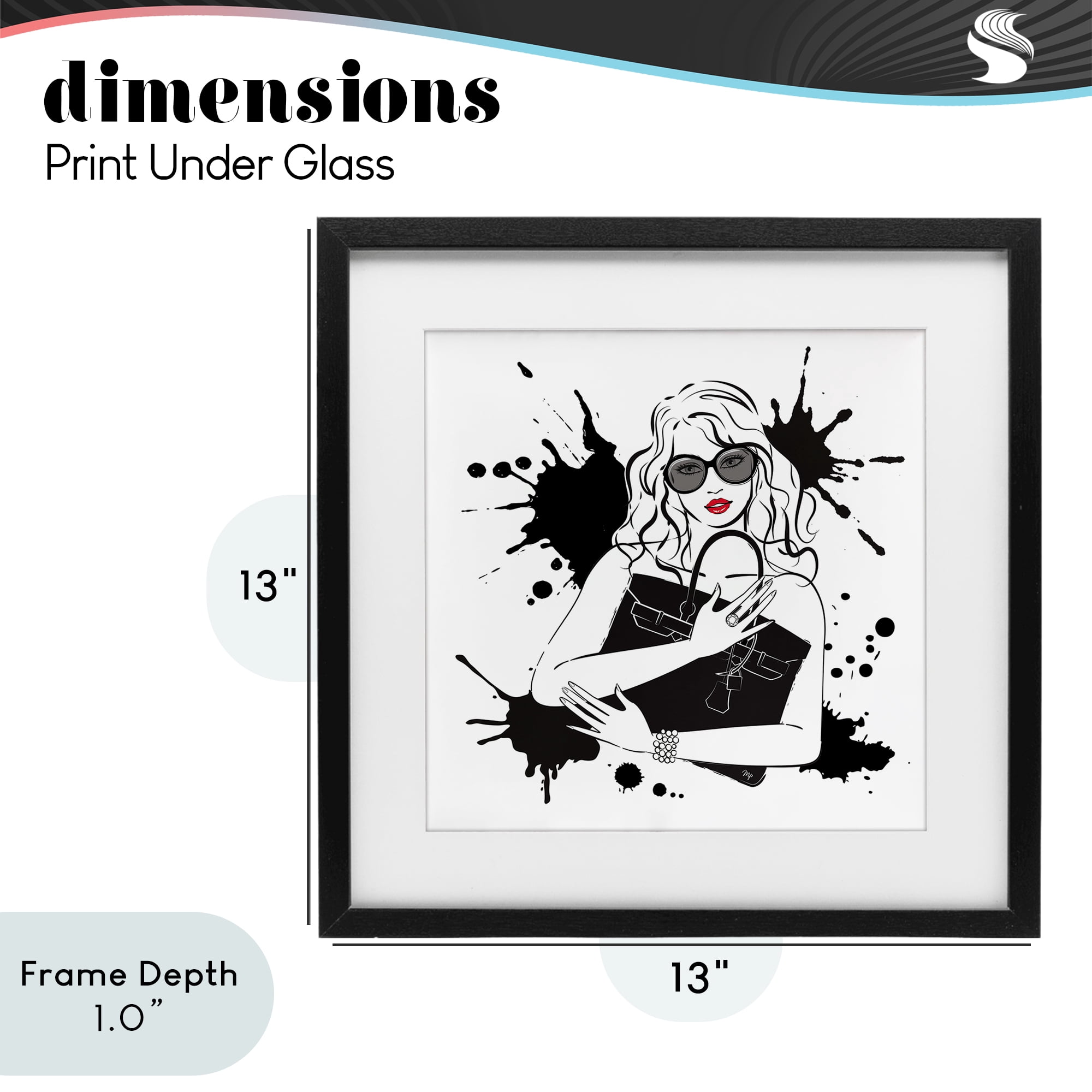 Stupell Industries Black Bag Elegance & Glamour Black Framed Print Under Glass, design by Martina Pavlova