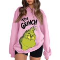 thumbnail image 1 of Suéter navideño MIARHB para mujer, sudadera con capucha informal de manga larga con cuello redondo y estampado navideño, color rosa/XL, 1 of 4