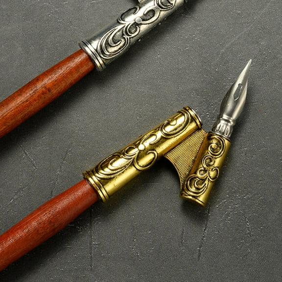 LULULION 2Pcs Calligraphy Pen Holder Oblique Wood Multi-colored Retro Writing Instruments Back to School
