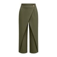 thumbnail image 5 of VBVC Women's Wrap Front Capri Pants,High Waist Wide Leg Cropped Trousers For Women,Ladies Elegant Office Workwear Culottes with Pockets,Army Green,S-2XL, 5 of 9