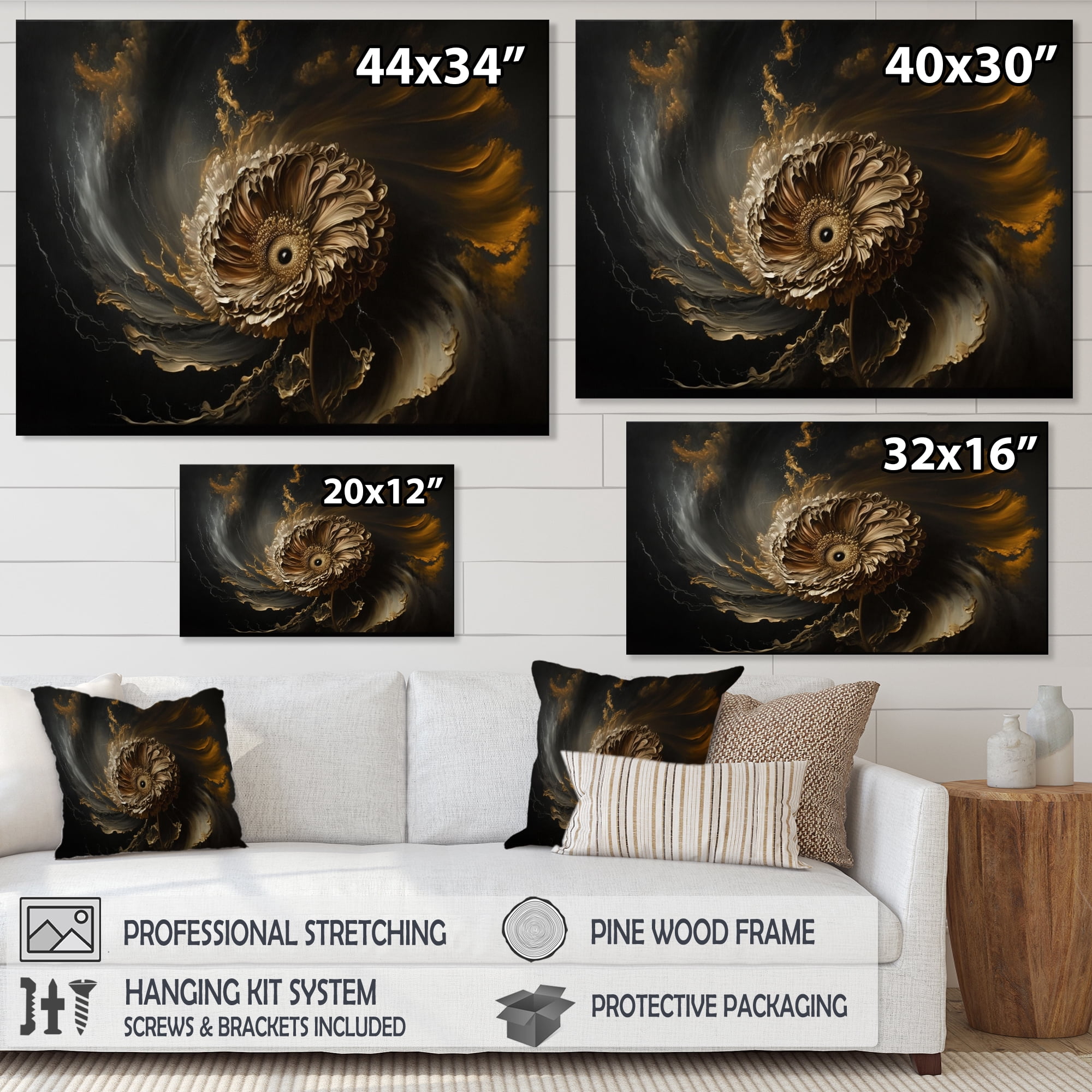 Designart A Black And Gold Expression I Canvas Wall Art