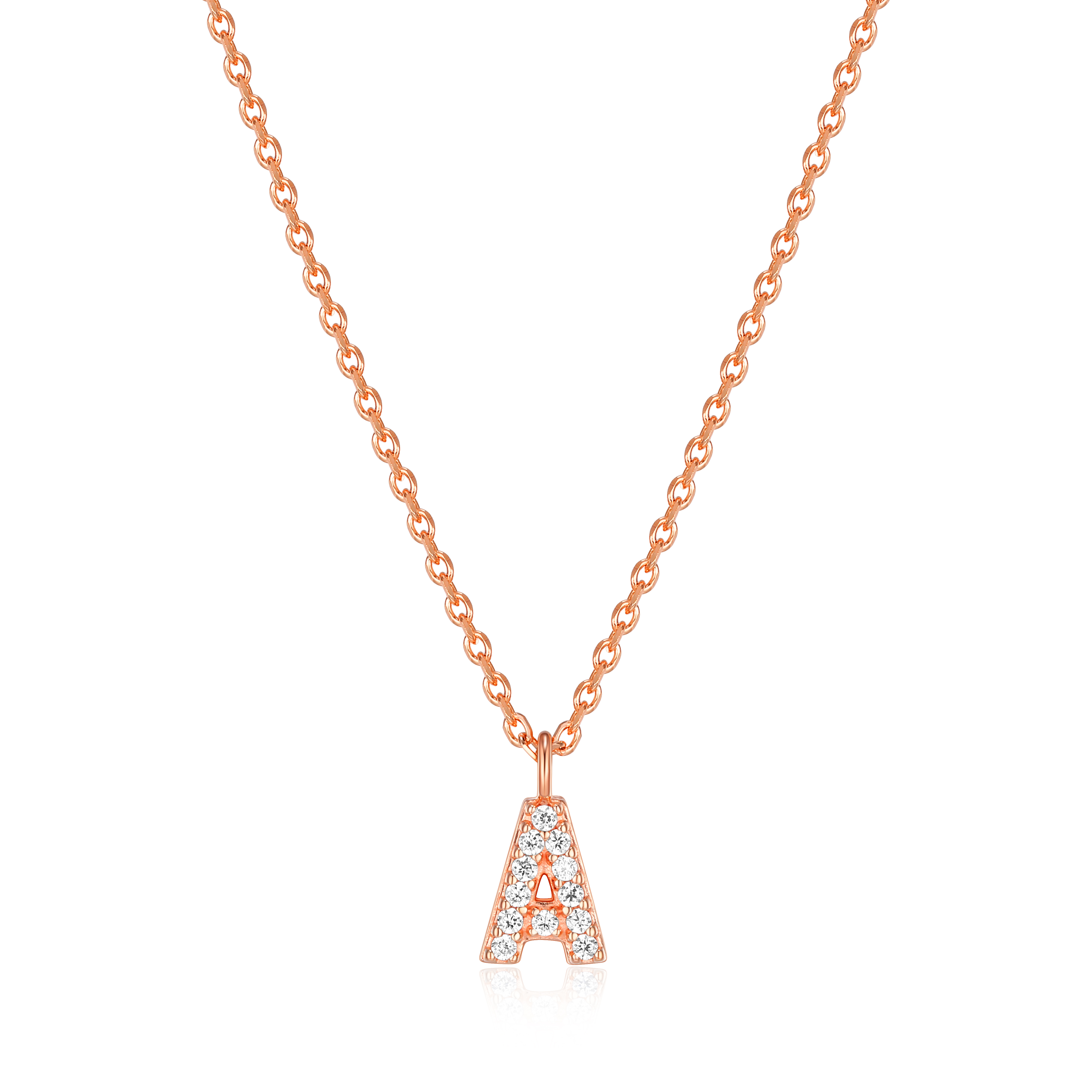 Forever Facets "A" CZ Necklace in Rose Gold over Sterling Silver, Adult Female