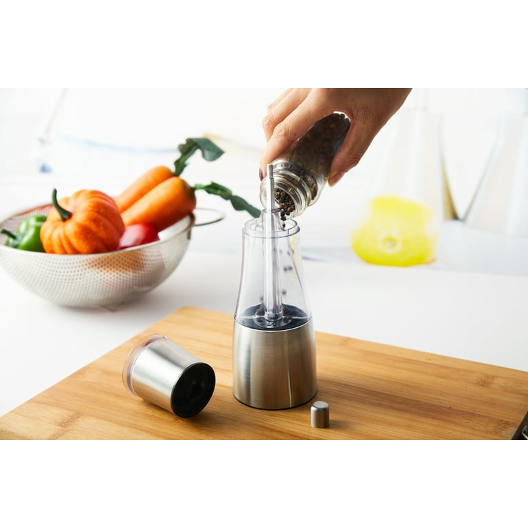 Peppermate Salt and Pepper Grinder Set, Spice Up Your Cooking, 2 in 1 Combo Salt and Pepper Grinder, Stainless Steel Body, Adjus