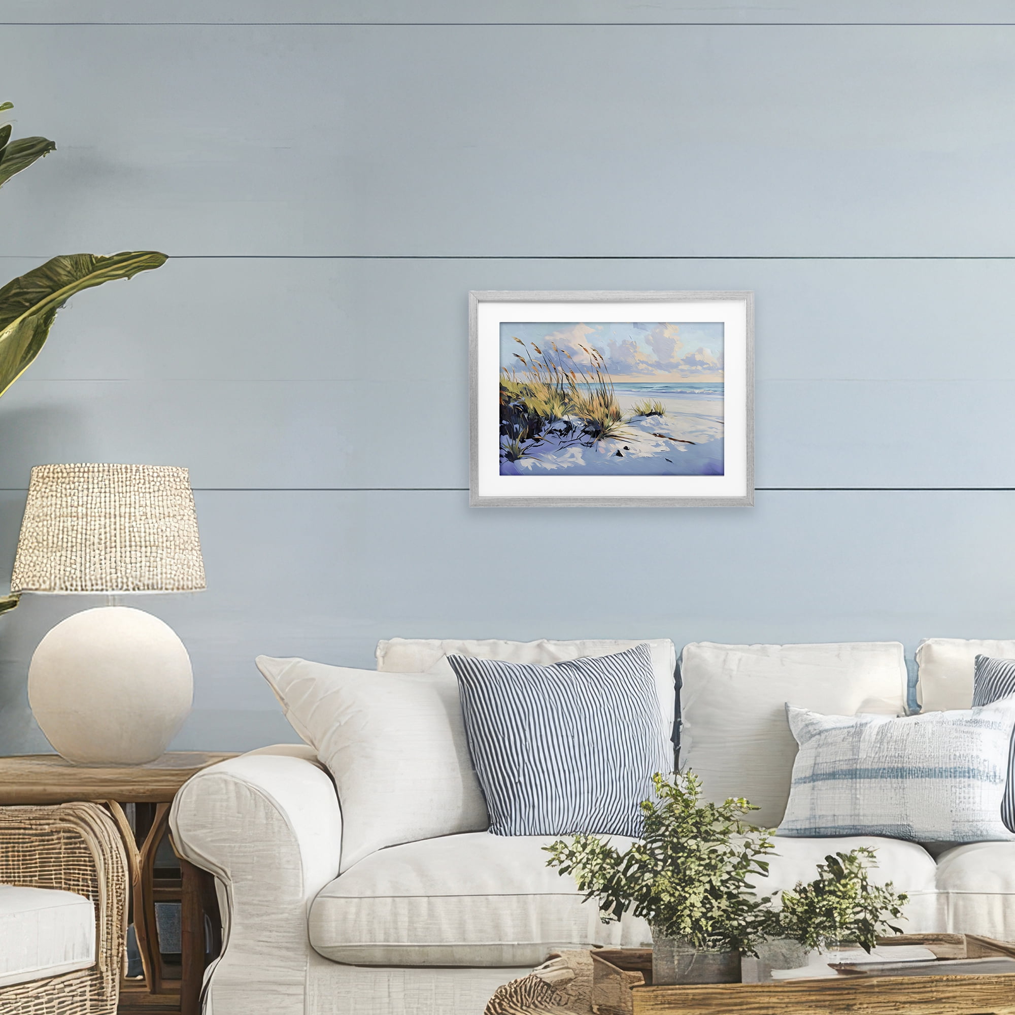 Stupell Industries Grassy Sand Dunes Beach Gray Framed Print Under Glass, design by Gina Kelly