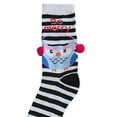 thumbnail image 2 of Legale Women's Black & White Striped Christmas Socks with Owl - 9-11, 2 of 2