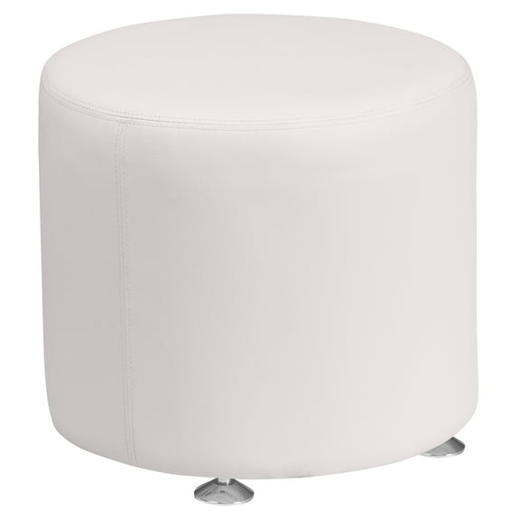 Flash Furniture HERCULES Alon Series Melrose White LeatherSoft 18'' Round Ottoman