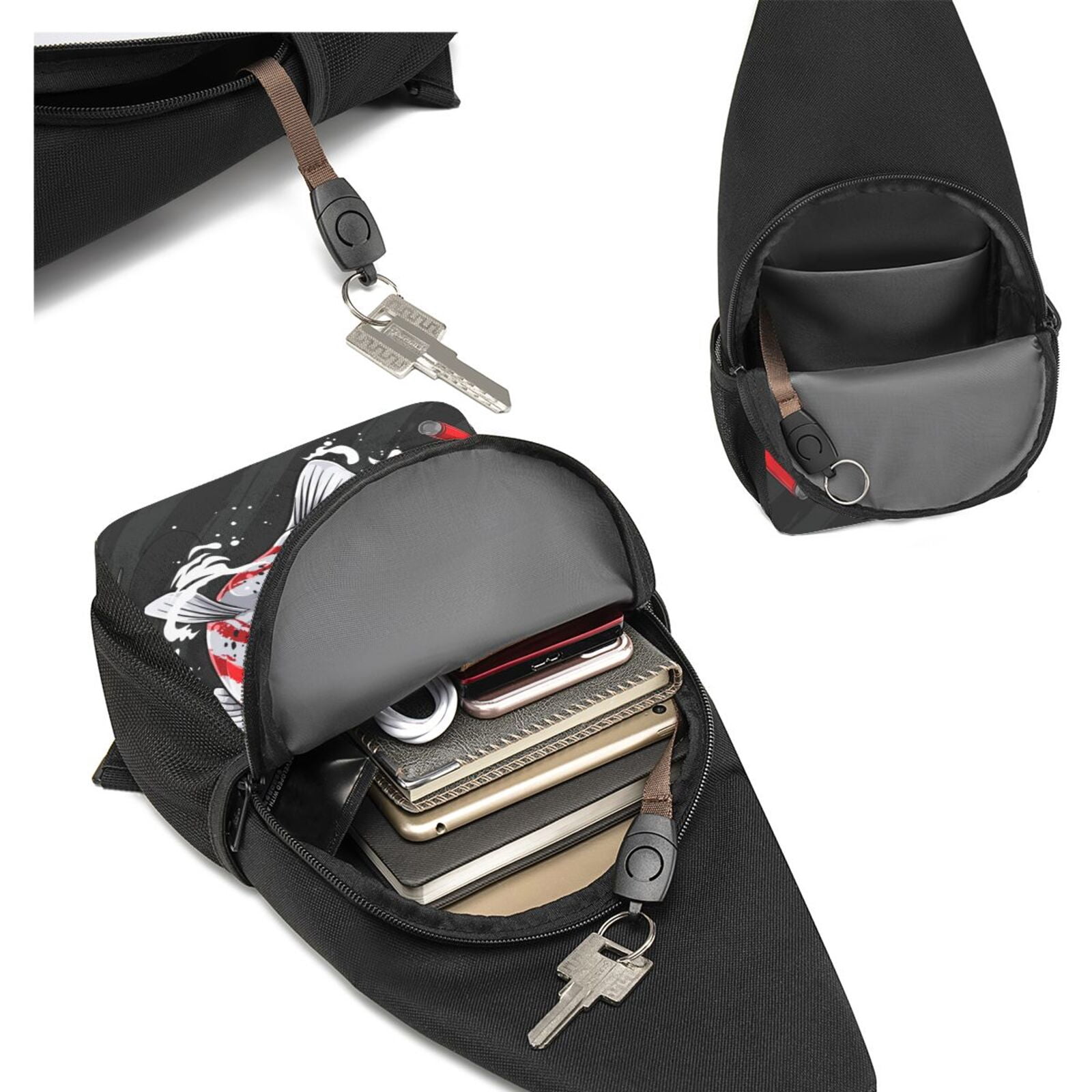 Xecao's Largemouth Bass Fish in USA Print Sling Bag: A Versatile Chest, Shoulder, and Crossbody Backpack for Casual Days Out, Perfect for Both Men and Women