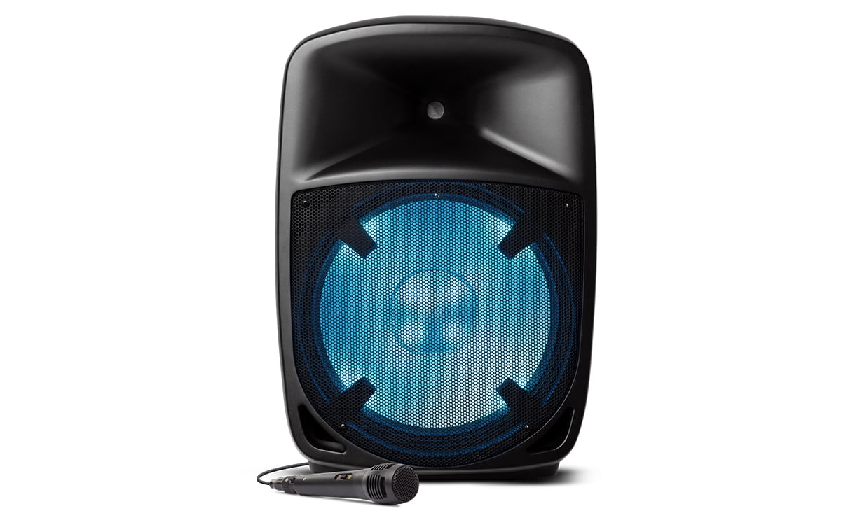 Audio Pro Glow 1500 Complete High-Power Bluetooth-Enabled Portable PA Speaker System Microphone, Black Finish Walmart.com