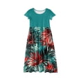 thumbnail image 4 of Hawaiian Plus Size Spring Teen Dresses Crewneck Palm Tree Print T Shirt Dress 2026 Summer Casual Dresses Baby Girl Patchwork Dress Short Sleeve Beach Dresses with Pockets,Army Green 9-10 Years, 4 of 5