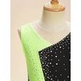 thumbnail image 5 of TSSOE Girls Kids Sequins Figure Ice Skating Dress Costume Sleeveless Ballet Dance Leotard with Mesh Tutu Skirt Fluorescent Yellow 10, 5 of 7