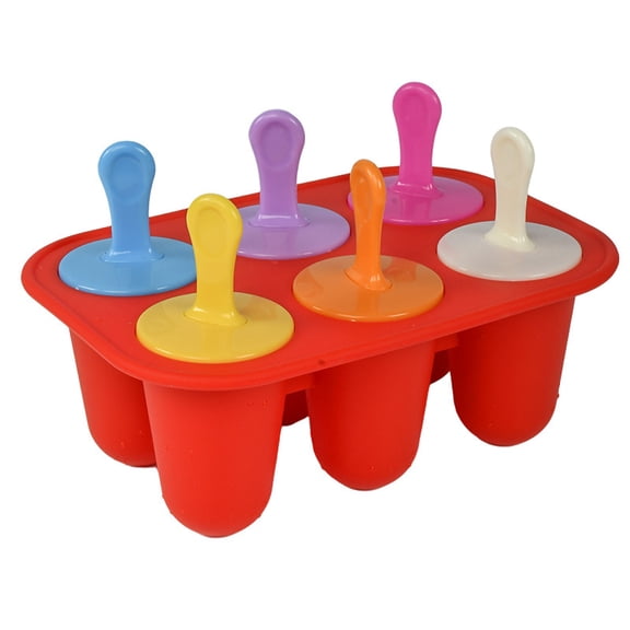 Silicone Popsicles Molds for Toddlers, 6-Cavity Non-BPA Premium Silicone Small Popsicle Molds, Ice Pop Mold with 6 Colorful Reusable Sticks for Kids (Red)