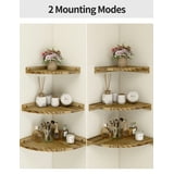 Afuly Floating Corner Shelves for Wall, Rustic Solid Brown Wood Wall ...