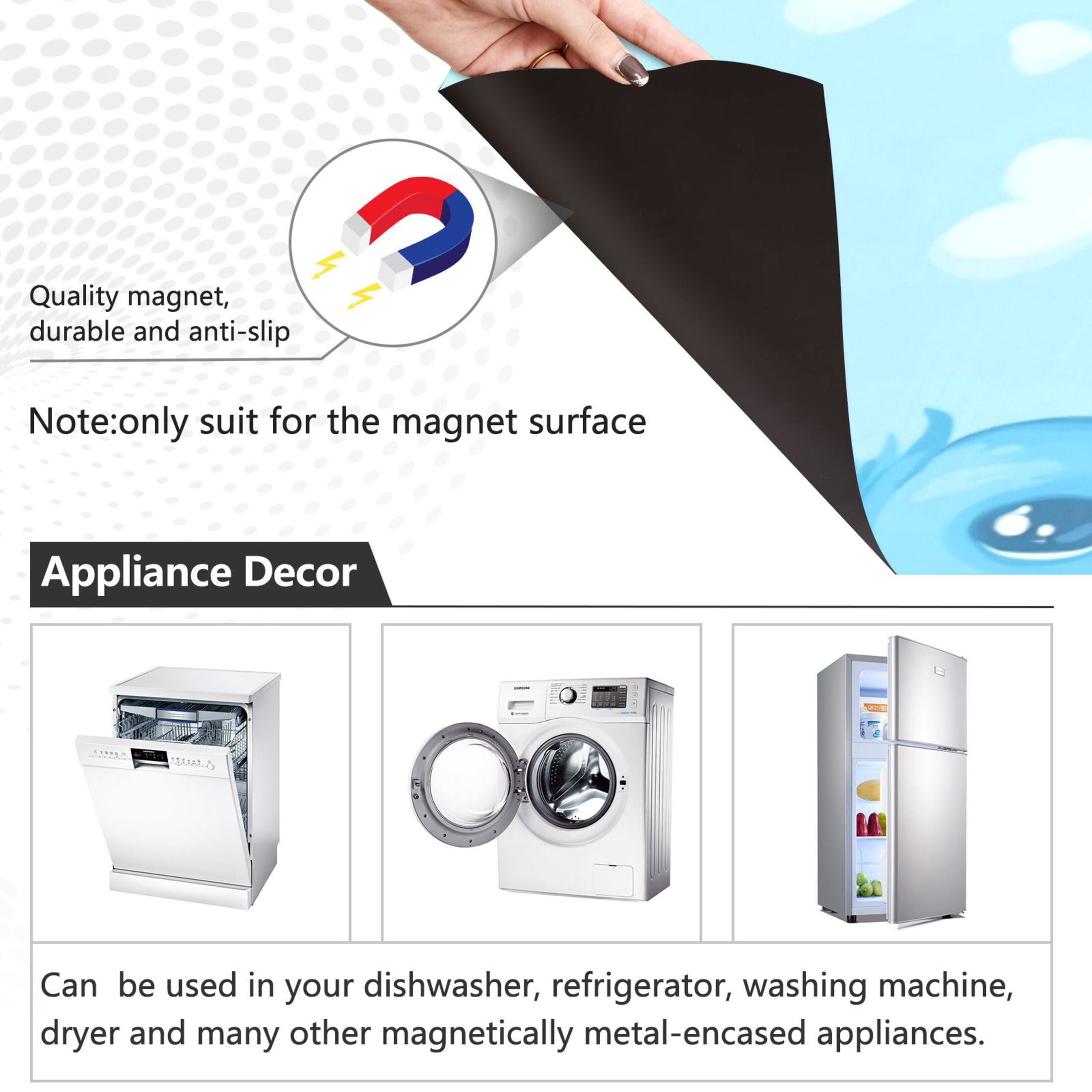 Dishwasher Magnetic Sticker 23x26 Inch Refrigerator Magnetic Sticker Washing Machine Magnetic Sticker Kitchen Panel Magnetic Sticker Home Decor Blue and Yellow Cute Duckling
