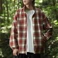 thumbnail image 3 of Men's Plus Size Jacket Solid-Color Plaid Casual Button Zipper Pocket Long Sleeve Stand-up Collar Outwear Jacket, 3 of 3