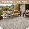 thumbnail image 2 of SIXHOME 9'x12' Outdoor Patio Rug, Geometric Indoor Outdoor Area Rug with Arch Stripe Pattern for Deck, Porch, Backyard, RV, Garden, Gray, 2 of 8