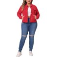 thumbnail image 4 of Chaquetas de mezclilla de mujer de tallas grandes Agnes Orinda, de manga larga, con bolsillos, 2X, rojas, 4 of 8