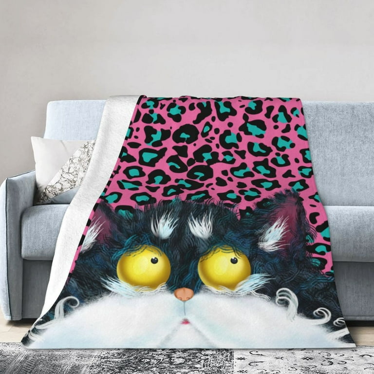 Purple Leopard Print Cat Throw Blanket Fluffy Soft Cozy Blanket