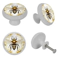 thumbnail image 4 of Bee Glow-in-the-Dark Fluorescent Drawer Pulls with Screws - 4-Pack, Round Knobs - Cabinet Hardware, Drawer Decor for Cabinets, Wardrobes, Dressers, 4 of 6