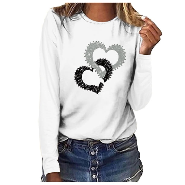 Blusa de manga larga con cuello redondo suelta informal estampada para mujer Fridja hj1517