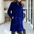 thumbnail image 2 of WCMZJ Women's Plus Size Notched Lapel Single Breasted Business Casual Wool Blend Long Trench Coat with Pockets Blue XL, 2 of 4