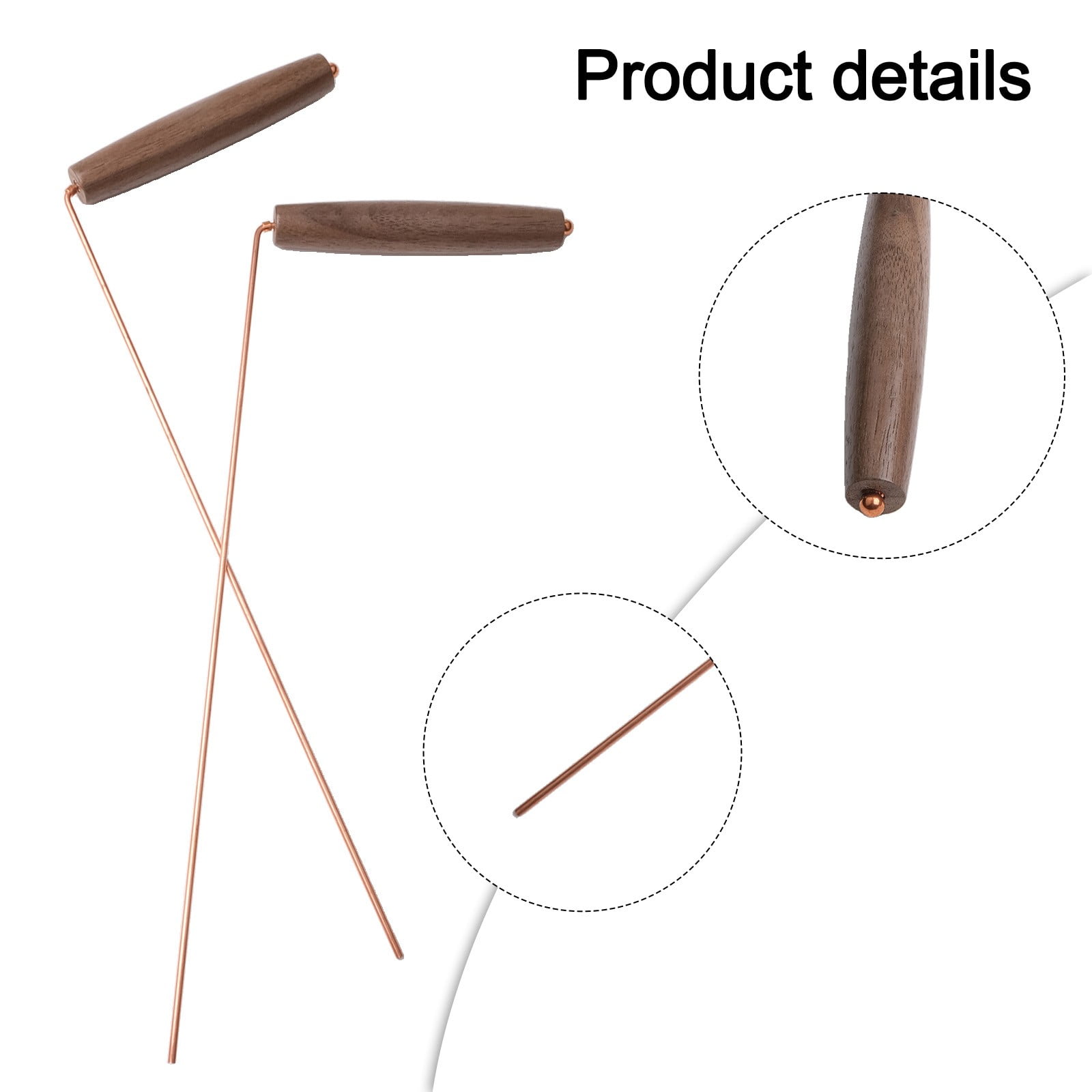 2Pcs 99% Copper Dowsing Rod Metal Detector For Water Witching Portable Dragons Seekings Divination Tools With Wooden Handles