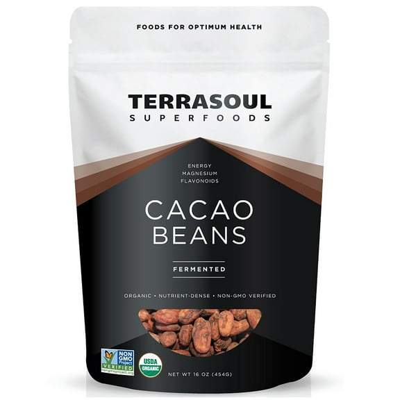 Terrasoul Superfoods Organic Raw Criollo Cacao Beans, 1 Lb - Raw Chocolate Goodness for Baking, Snacking, and Homemade Chocolate Creations