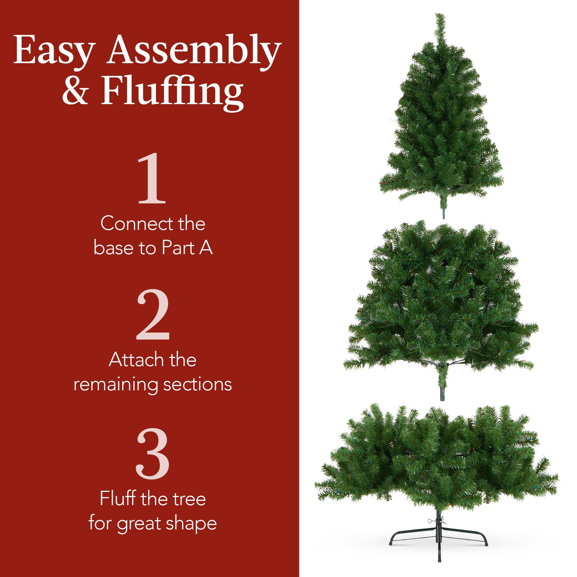 Best Choice Products 6ft Pre-Lit Spruce Hinged Artificial Christmas Tree w/ 250 Multicolored Lights, Stand