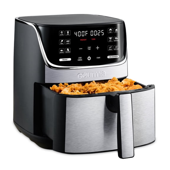 Gourmia 7 Qt Air Fryer with Digital Display, 12 Cooking Presets, Large Capacity, Black