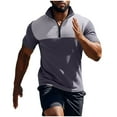 thumbnail image 5 of Yaoyar Mens Color Blocked Short Sleeved Quarter Zipper Stand Up Collar Casual Sports Top T-shirt Mens Golf Shirts Fashion V Neck Henley Shirt Tops, 5 of 6