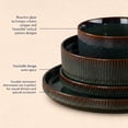 thumbnail image 3 of Onader 8-Piece Stoneware Dinnerware Set, Striped Reactive Glaze Plates and Bowls Sets for Restaurant, Blackish Green, 3 of 9