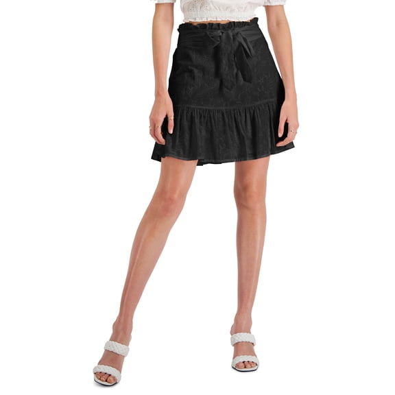 INC International Concepts Eyelet Mini Skirt Deep Black S