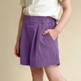 thumbnail image 2 of Cethrio Girls Summer Shorts, Elastic Waist Casual Relaxed Fit Knitting Cotton Kids Shorts Purple Size 7-8, 2 of 5