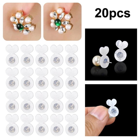 20Pcs Rubber Earring Backs for Ears, Magic Earrings Back for Heavy Earring, Earrin-g Lifters Heavy Earrings Support Backs, Acrylic Plastic Earrin-g Back Secure Replacements