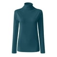 thumbnail image 5 of Women Casual Solid Long Sleeve Mock Turtleneck Blouse Tops Slim Fit Stretchy Layer Tee Shirts, 5 of 5