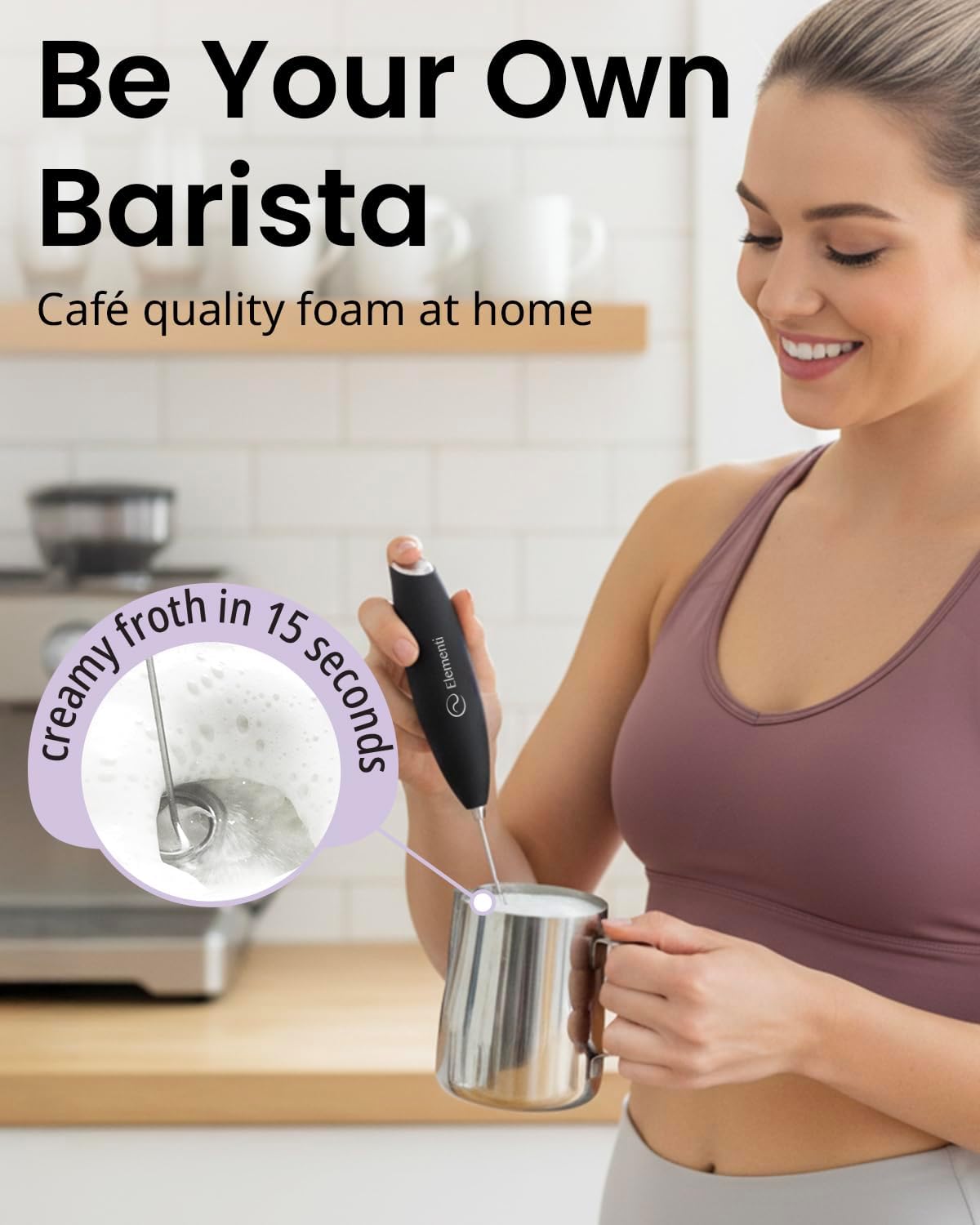 Milk Frother Wand - Easy to Use Handheld Electric Stirrer for Powder Drinks, Durable & Powerful Coffee Whisk & Protein Powder Mixer Wand, Hand Frother, Coffee Stirrers Electric (Emerald)