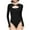 Black, variant on Idoravan Bodysuits for Women Long Sleeve,Women's Long Sleeved Versatile Solid Color Fashion Tight Fitting Cutout Jumpsuit White XL