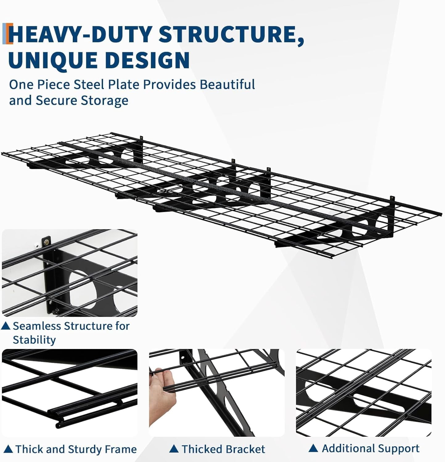 2-Pack Heavy Duty Wall Shelves， 2x6ft Folding Storage System with 1600 lb Capacity — Heavy-Duty Garage & Warehouse Shelving