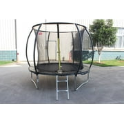 Swatow 8FT Trampoline for Kids, Trampoline Set for Outside with Safety Enclosure Net, Ladder, Wind Stakes, Heavy-Duty Metal Frame in Black and Blue