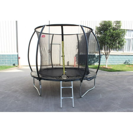 Swatow 8FT Trampoline for Kids, Trampoline Set for Outside with Safety Enclosure Net, Ladder, Wind Stakes, Heavy-Duty Metal Frame in Black and Blue