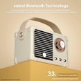 thumbnail image 3 of Retro Bluetooth Speaker,Wireless Vintage Small Speaker with Stereo Sound,Hands-free Call,400mA Battery,TF Card, Aux Line,Water-Proof For iOS Android Smartphone Home Office Gift Ideas White, 3 of 5