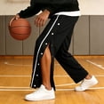 thumbnail image 7 of Gytharion Men's Big & Tall Side Button Opening Joggers Basketball Athletic Casual Trousers with Pockets Solid Color Straight Leg Track Pants, 7 of 7