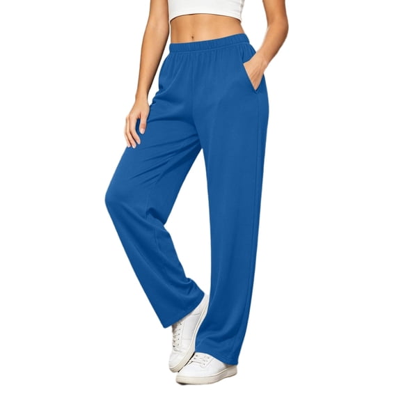 Lamiy Sweatpants Women Fall Winter Casual Workout Running Trousers Straight Elastic High Waist Comfy Joggers Pants,Light Blue,XL