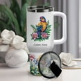 thumbnail image 2 of Personalized Parrot Lover Gift Tumbler 40oz – Custom Stainless Steel Coffee Travel Cup with Lid, Straw and Handle – Cute Animal Present for Women Girls Birthday Christmas, 2 of 6