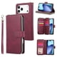 thumbnail image 1 of For iPhone 17 Pro Max Case Zipper Pocket 9 Card Slots PU Leather Phone Cover with Hand Strap - Rose, 1 of 5