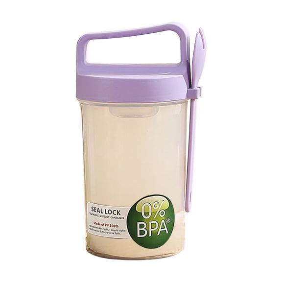 Tainini Cereal Yogurt Cups with Lids and Spoon, Overnight Oats Container, Plastic Milk Jar Breakfast,7.6in