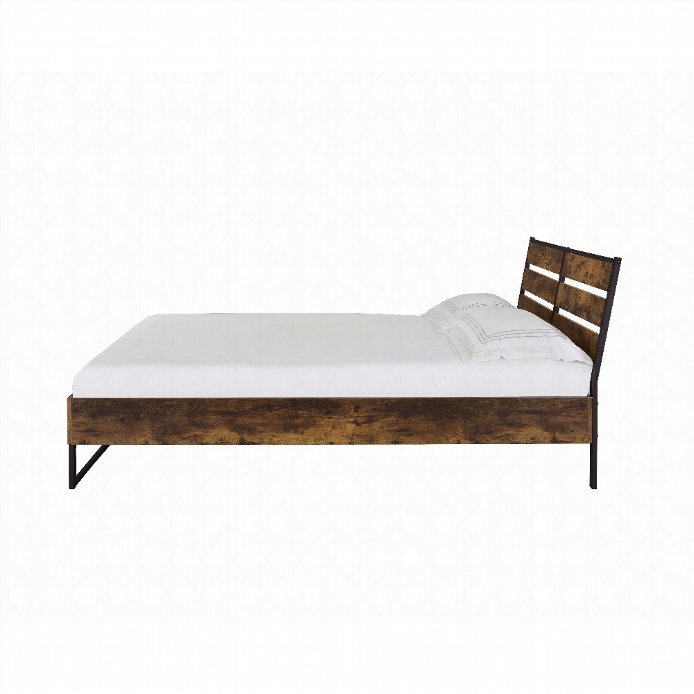 King Size composite wood & metal bed frame no box spring black for master bedroom