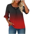 thumbnail image 4 of YFNNUP Womens Plus Size 3/4 Length Sleeve Tunic Tops V Neck Pleated Shirts Dressy Casual Tie Dye Print Blouses, 4 of 7