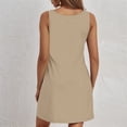 thumbnail image 5 of GXIPO Summer Dresses for Women Beach Boho Sleeveless Vintage Solid Flowy Pocket Tshirt Tank Sundresses Brown S, 5 of 5
