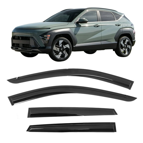 Ikon Motorsports Tape On Window Visors for 2024-2025 Hyundai Kona& Kona Electric, Mugen Style Smoke Acrylic Deflector Rain Guard 4PCS