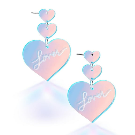 Fashion Heart Acrylic Dangle Drop Earrings for Women Love Hearts Dangling Statement Earring